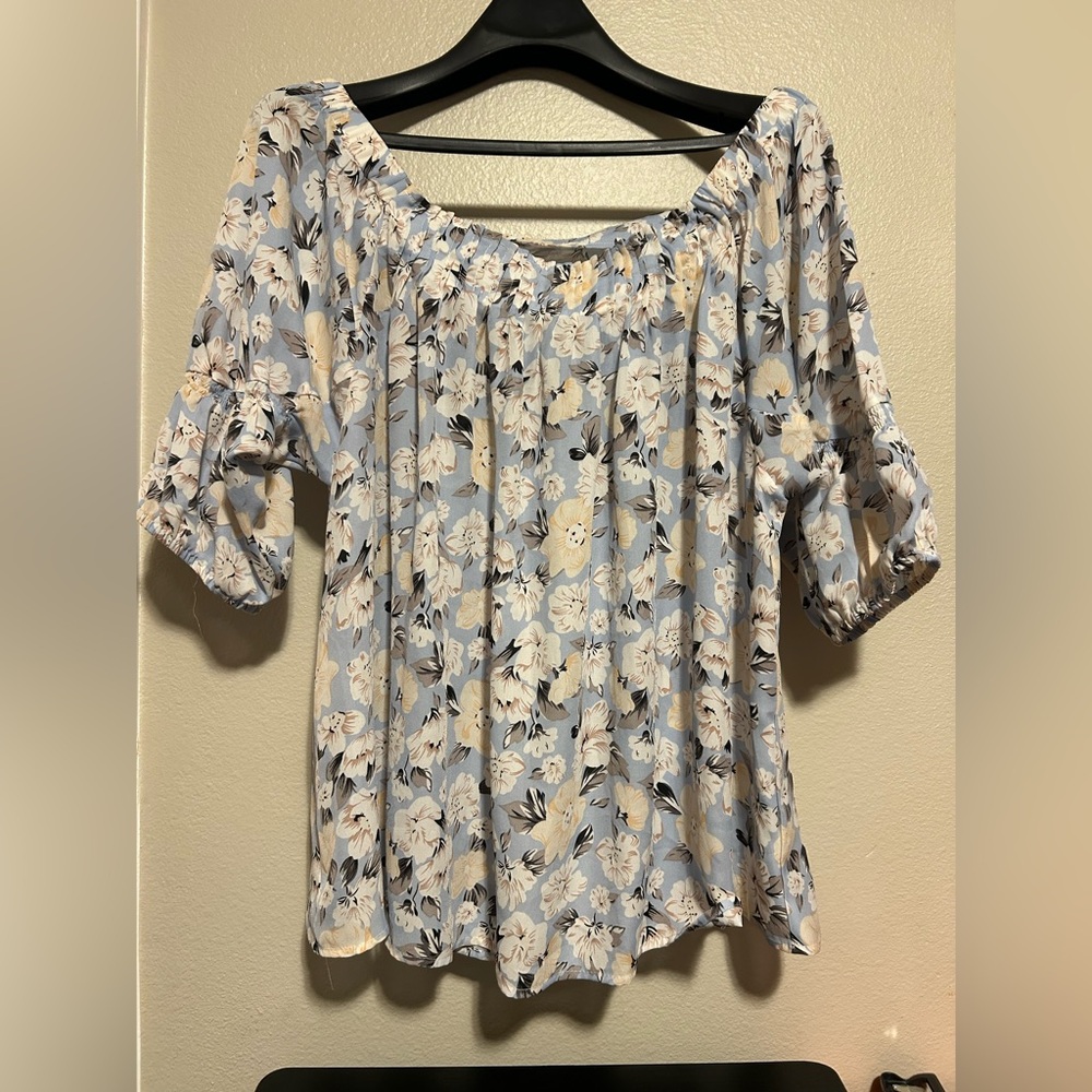 Skies Are Blue Ruffled Blue Blouse-Size L